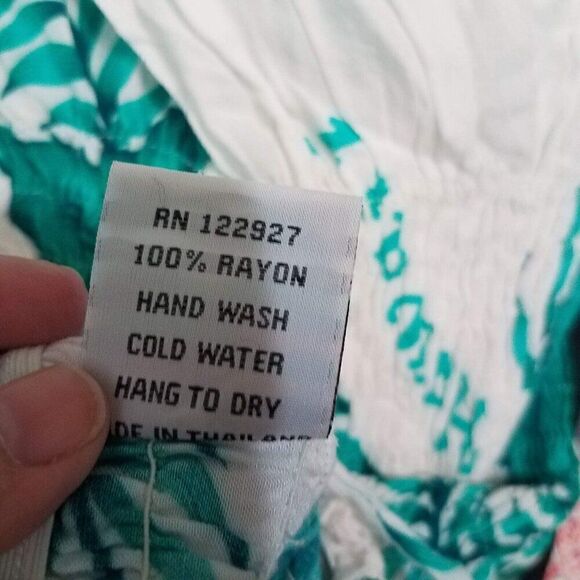 Unity Trading Hawaii One Size (S/M) Jade Green Floral Sleeveless Rayon Dress OS - Picture 7 of 12